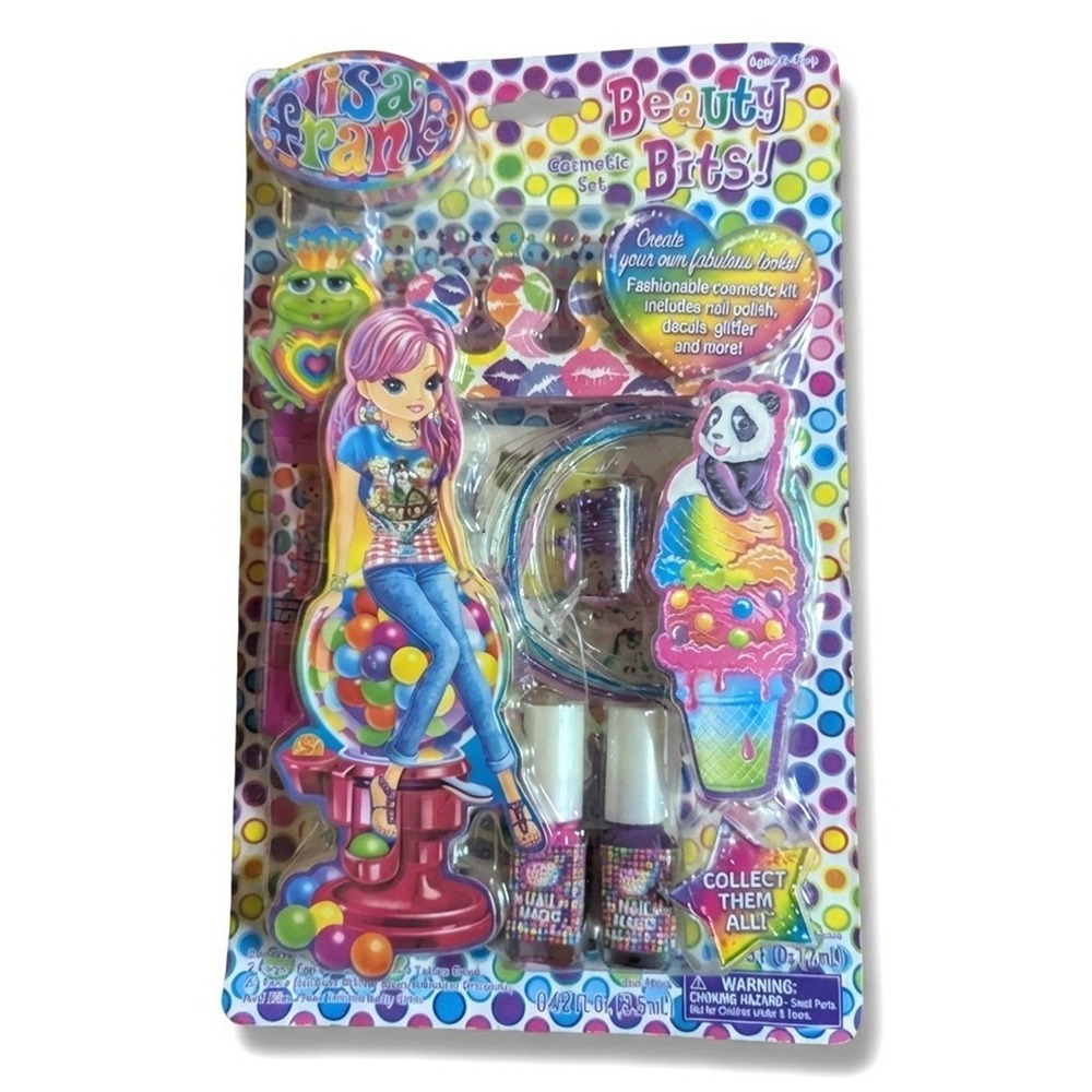 Lisa Frank Beauty Bits Cosmetic Set, Nail Polish, Decals, Glitter, New Sealed